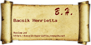 Bacsik Henrietta névjegykártya